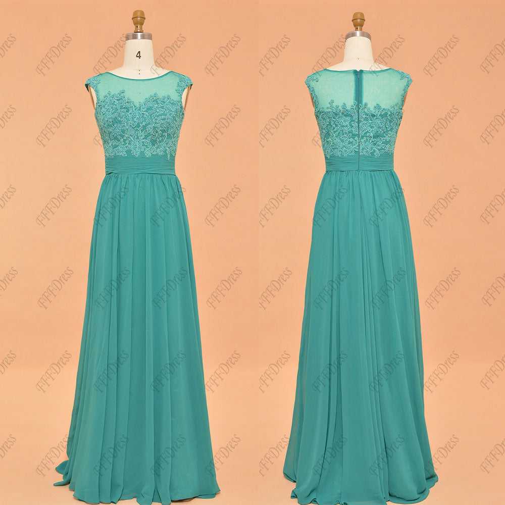 Modest lace jade bridesmaid dresses ...